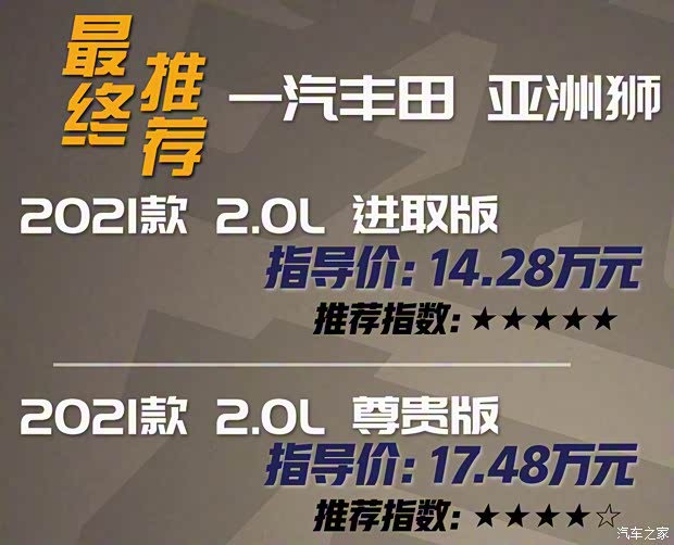 一汽丰田 亚洲狮 2021款 2.0L 进取版