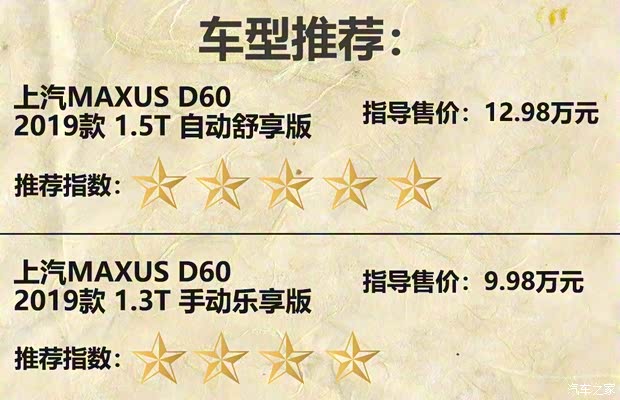 上汽大通 上汽MAXUS D60 2019款 1.3T 手動樂享版