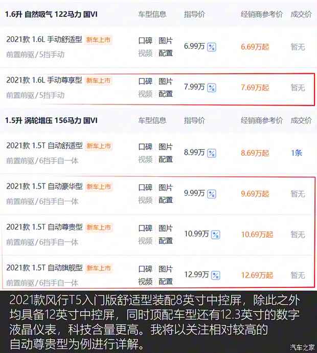 東風風行 風行T5 2021款 1.5T 自動尊貴型